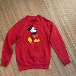 Vintage Mickey Mouse Jerzees Crewneck Sweatshirt Red size youth L USA Made